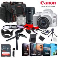 Canon EOS Rebel SL3(White) EF-S 18-55mm + EF-S 55-250mm STM Double Zoom KIT W/Photo Editing Software + Accessory Bundle