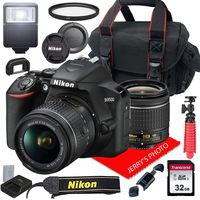 Nikon D3500 W/AF-P DX NIKKOR 18-55mm f/3.5-5.6G VR + Case + 32GB SD Card (15pc Bundle)