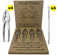 Crab And Lobster Crackers And Picks Four Guest Set - Nautical Crab Board Box Included For Smart Storage And Care