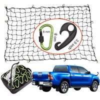 Seah Hardware 4 x 6 FT Super Duty Bungee Cargo Net for Truck Bed Stretches to 8 x 12 FT | 24 Pieces Universal Hooks| Small 4 x 4 Inches Mesh| Universal Heavy Duty Car Rear Organizer Net