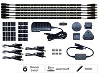 LED Safe Lighting Kit, 6 Pack, Dimmer Switch, 12" x 0.3" Light Bars, 5000K, Power Adapter, Daisy Chain, Waterproof, Plug and Play Wiring, Under Cabinet, Gun Safe, Closet, Kitchen, Shelf