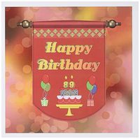 3dRose Greeting Cards, 6 x 6 Inches, Pack of 12, Happy 89th Birthday Banner (gc_186535_2)