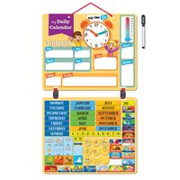 Kids Daily Calendar Magnetic,Hang on Wall or Fridge for Home or School.