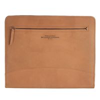 The Leather Warehouse Zippered Holder Padfolio / Portfolio Document Resume Ipad Busniess Card Tablet / Phone Holder - TAN