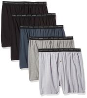 Hanes Men's 5-Pack Exposed Waistband Knit Boxers, Assorted, Medium