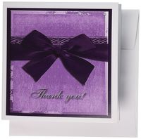 3dRose Thank you Plum Purple Bow - Greeting Cards, 6 x 6 inches, set of 12 (gc_18752_2)