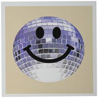 3dRose Silver Disco Ball Smiley Face - seventies 70s style Discoball Dance hall diva on cream - Greeting Cards, 6 x 6 inches, set of 6 (gc_76664_1)
