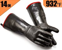 RAPICCA BBQ Gloves Heat Resistant-Smoker, Grill, Cooking Barbecue Gloves, for Handling Heat Food Right on Your Fryer, Grill or Oven. Waterproof, Fireproof, Oil Resistant Neoprene Coating （14-Inch ）