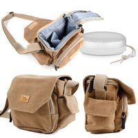 DURAGADGET Tan-Brown Medium Sized Canvas Carry Bag - Compatible with Bang & Olufsen Beoplay A1 Speaker -