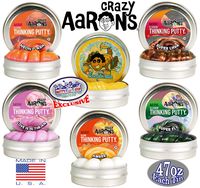 Crazy Aaron's Thinking Putty Mini Tin Gift Set Bundle (Sample Set 3) with Super Fly, Neon Flash, Super Lava, Amber, Love Air & Exclusive Scorpion Skin Glow in The Dark - 6 Pack