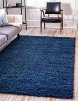 Unique Loom Solo Solid Shag Collection Modern Plush Navy Blue Area Rug (5' 0 x 8' 0)