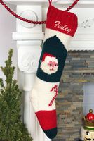 Personalized Christmas Stocking Hand Knit Bernat Santa