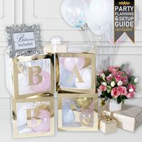 Baby Shower Decorations & Gender Reveal Party Supplies - 52 Piece Premium Gold Baby Balloon Letter Blocks for Girl & for Boy with Balloons Included - Party Decor, Favors & Backdrop Decoration