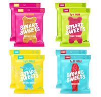 SmartSweets Variety Pack 1.8 oz Bags (Box of 8) Low Sugar Gummy Candy with Stevia - SweetFish (2), Sour Blast Buddies (2), Fruity Gummy Bears (2), Sour Gummy Bears (2)