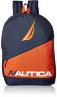 Nautica Men's Diagonal Zip Polyester Resistant Laptop Backpack, Red/Navy), One Size