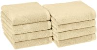 AmazonBasics Quick-Dry Hand Towels, 100% Cotton, Set of 8, Linen