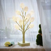 Hairui Lighted Pastel Green Tree with White Eggs 12LED 18IN Battery Operated with Timer for Christmas Easter Tree Decoration Indoor use
