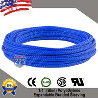 5 FT 1/4" 6mm Blue Expandable Wire Cable Braided Sleeving Sheathing Loom Tubing US