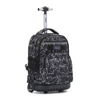 Tilami Rolling Backpack 18 inch Wheeled Laptop Backpack Waterproof School College Student Travel Trip Boys and Girls (Drawing Black)