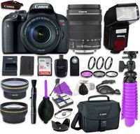 Canon EOS Rebel T7i Digital SLR Camera with Canon EF-S 18-135mm is STM Lens + Automatic Flash + LED Video Light, Close-Up Lens Set, 32GB Memory Card + Accessory Bundle