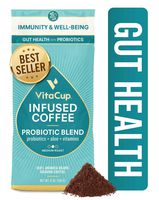 VitaCup Probiotic Blend Ground Coffee Bags 12oz with 1 Billion Probiotics, Aloe Vera, B Vitamins | Keto | Paleo | Vegan | Gut Health for Drip Coffee Brewers and French Press
