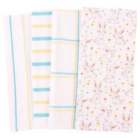 KAF Home Bloom Kitchen Holiday Dish Towel Set of 4, Cotton Rich, 18 x 28-inch (Easter Bunnies)