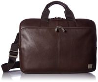 Knomo Luggage Men's Knomo Brompton Classic Newbury Full Leather Single Zip Brief 15"-Brown Briefcase, One Size