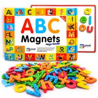 Pixel Premium ABC Magnets for Kids Gift Set - 142 Magnetic Letters for Fridge, Dry Erase Magnetic Board and FREE e-Book with 40+ Learning & Spelling Games - Best Alphabet Magnets for Refrigerator Fun!