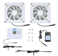 2-Zone AV Cabinet Cooling Fans with Digital Thermostat (White Model), for Home Theater Cabinets