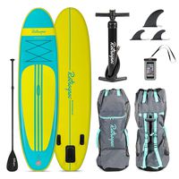 Retrospec Weekender 10' Inflatable Stand Up Paddleboard Triple Layer Military Grade PVC iSUP Bundle w/ paddle board carrying case, aluminum paddle, removable nylon fins, manual pump & cell phone case