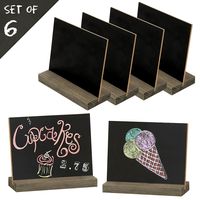 MyGift Mini Tabletop Chalkboard Signs with Rustic Wood Stands, 5 x 6-inch, Set of 6