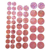 Pink Polka Dot Circle Round Sweet Glitter Holographic Hologram 46 Pcs Decals Decal Vinyl Sticker for Laptop Notebook Tablet Fridge Book