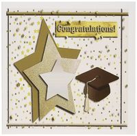 3dRose Congratulations Graduation, Stars, Cap with Tassel - Greeting Cards, 6 x 6 inches, set of 12 (gc_12180_2)
