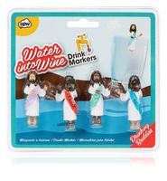 NPW Drinking Buddies Cocktail/Wine Glass Markers, 4-Count, Water Into Wine Jesus Buddies