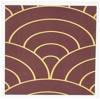 3dRose Art Deco Wine Color Large Scallops Greeting Cards, 6 x 6 Inches, Set of 6 (gc_100575_1)