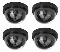 Fake Security Cameras (4 Pack) CCTV Dome Dummy Camera with Realistic Look Recording Flashing Red LED Light Indoor and Outdoor Use, for Homes & Business- by Armo