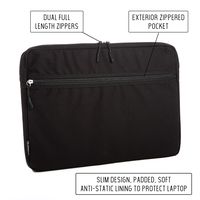 Fit & Fresh Protective Laptop Sleeve with Zippered Storage Pocket, Laptop Bag fits Apple/Microsoft/Acer/Samsung/Google/Lenovo with up to 15.6" Displays, Black