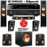 Klipsch RP-280F 5.1.2 Dolby Atmos Home Theater System with Yamaha RX-V681BL 7.2-Ch Network A/V Receiver