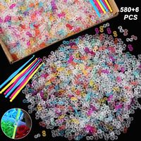 Hartop 580 Pieces S Clips Crochet Hooks DIY for Rainbow Refill Kits Rubber Band Bracelets Clips S Connectors