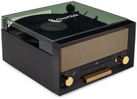 ClearClick All-in-One Turntable with CD Player, FM Radio, Bluetooth, Aux-in, & USB - Vintage Retro Modern Design (Black)