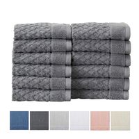 12-Pack Washcloth Set. 100% Cotton Absorbent Quick-Dry Textured Washcloth Towels. Wash Cloths for Bathrooms. Grayson Collection. (Wash 12pk, Dark Grey)