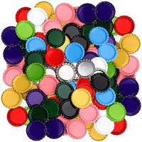 RUTICH 100 PCS Flat Decorative Bottle Cap Craft Bottle Stickers Double Sideds Printed for Hair Bows, DIY Pendants or Craft ScraPbooks,Mixed Colors(10 Colors)