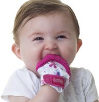 Nuby  Soothing Teething Mitten with Hygienic Travel Bag, Pink, 1 Count