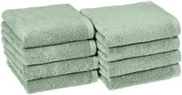 AmazonBasics Quick-Dry Hand Towels, 100% Cotton, Set of 8, Seafoam Green