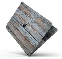 Wood Pattern Design Skinz Premium Full-Body Cover Wrap Decal Skin-Kit for The Apple 13" MacBook Pro with Touch Bar (A1706 or A1989) - Wood Planks with Peeled Blue Paint