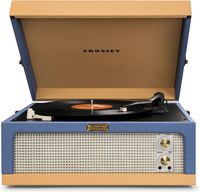 Crosley CR6234A-BT Dansette Junior Portable Turntable with Aux-In, Blue/Tan