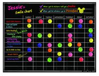 Magnetic Refrigerator Chalkboard Dry Erase Chore Responsibility Activity Reward Star Exercise Diet Nutrition Chart Children Kids Teens Mom Teacher in Home Kitchen Classroom 12" X 16" Black Fluorescent