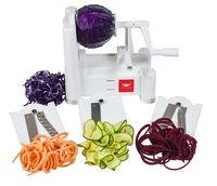 Paderno World Cuisine 3-Blade Vegetable Slicer / Spiralizer, Counter-Mounted and includes 3 Stainless Steel Blades