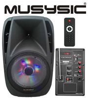 MUSYSIC Portable 10" Powered Speaker System Bluetooth/USB/SD/FM/AUX/Rechargeable battery/LED Light MU-F10B