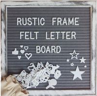 Rustic Felt Letter Board - Best Quality 10"x10" Wood Frame Changeable Letter Board - 420+ White Characters Including Emojis - Cursive Days and Months - Wooden Stand